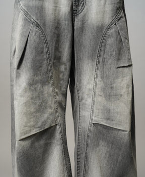 3D Cut Prime-Wide Gathered Denim Pants