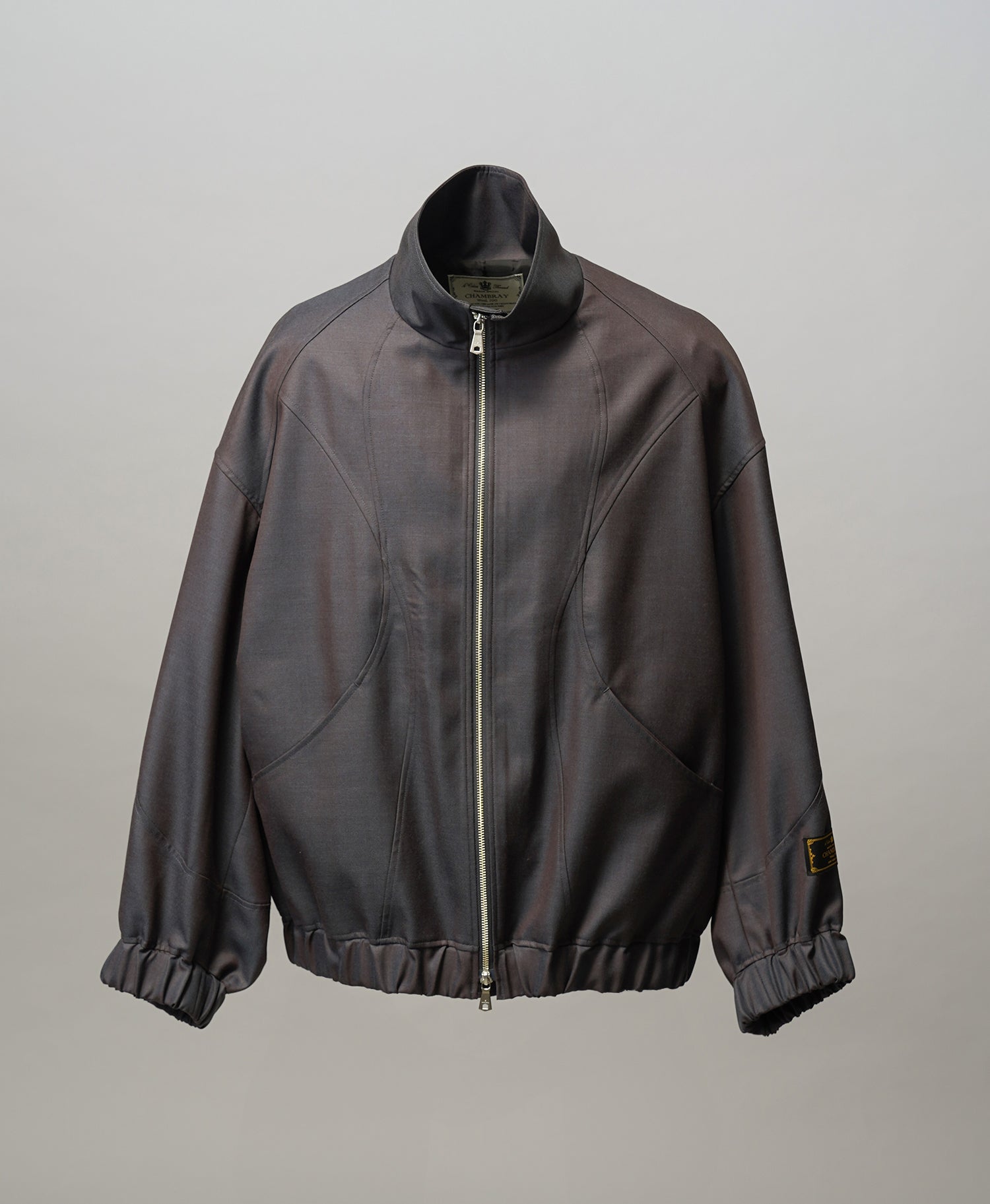 【26SS PRE-ORDER】4 Colors Chambray Washable Wool Prime-Over Switching Stand Collar Blouson