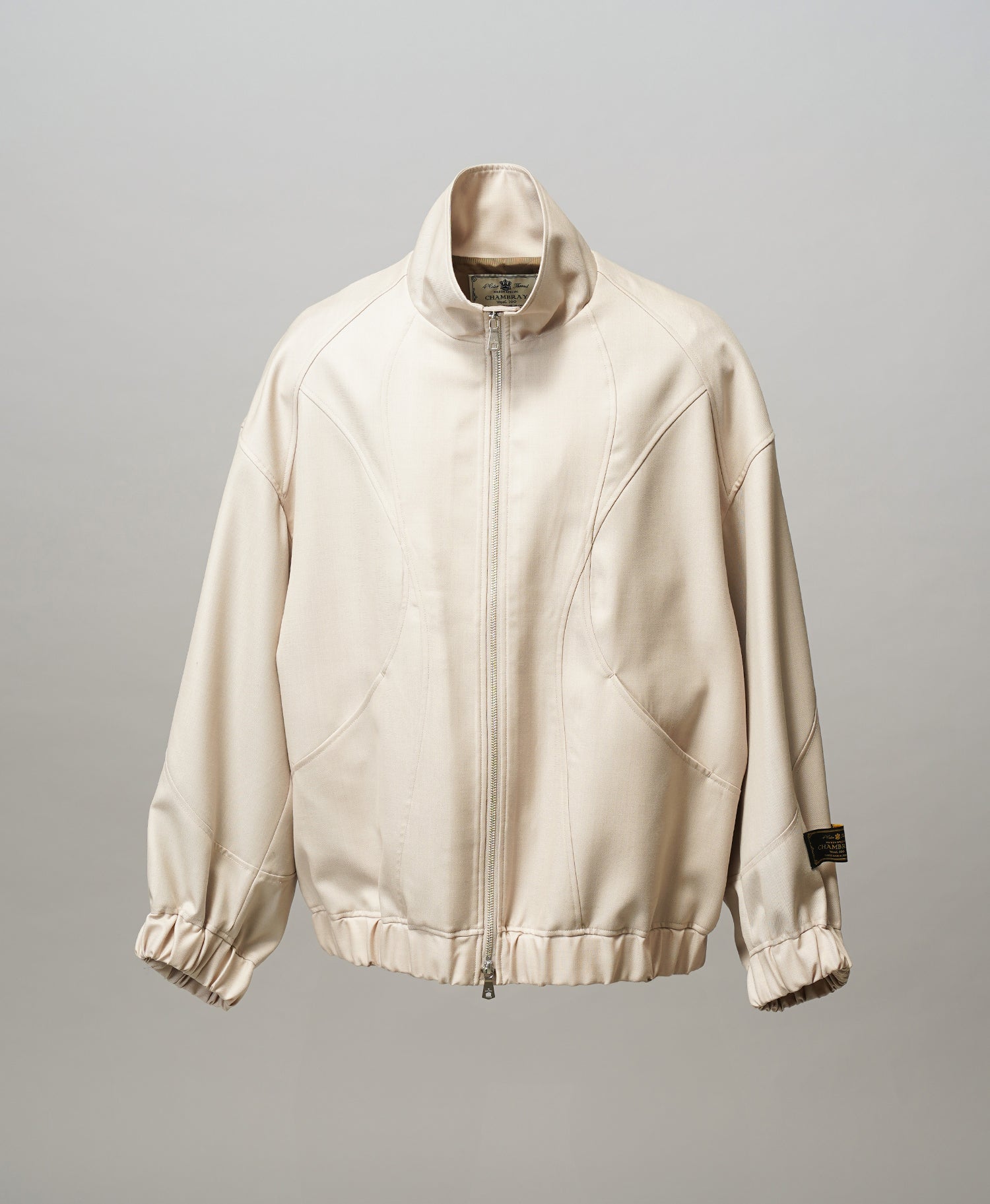 【26SS PRE-ORDER】4 Colors Chambray Washable Wool Prime-Over Switching Stand Collar Blouson