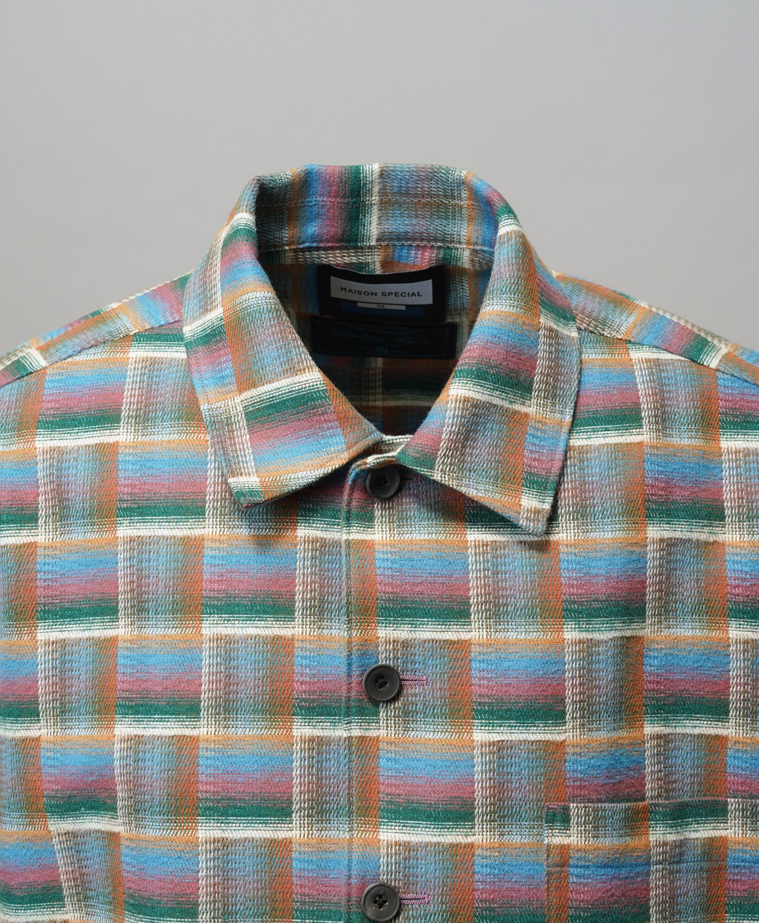 【Italian Dead Stock Fabric】Prime-Over Regular Collar Heavy-Weight Flannel Shirt Blouson