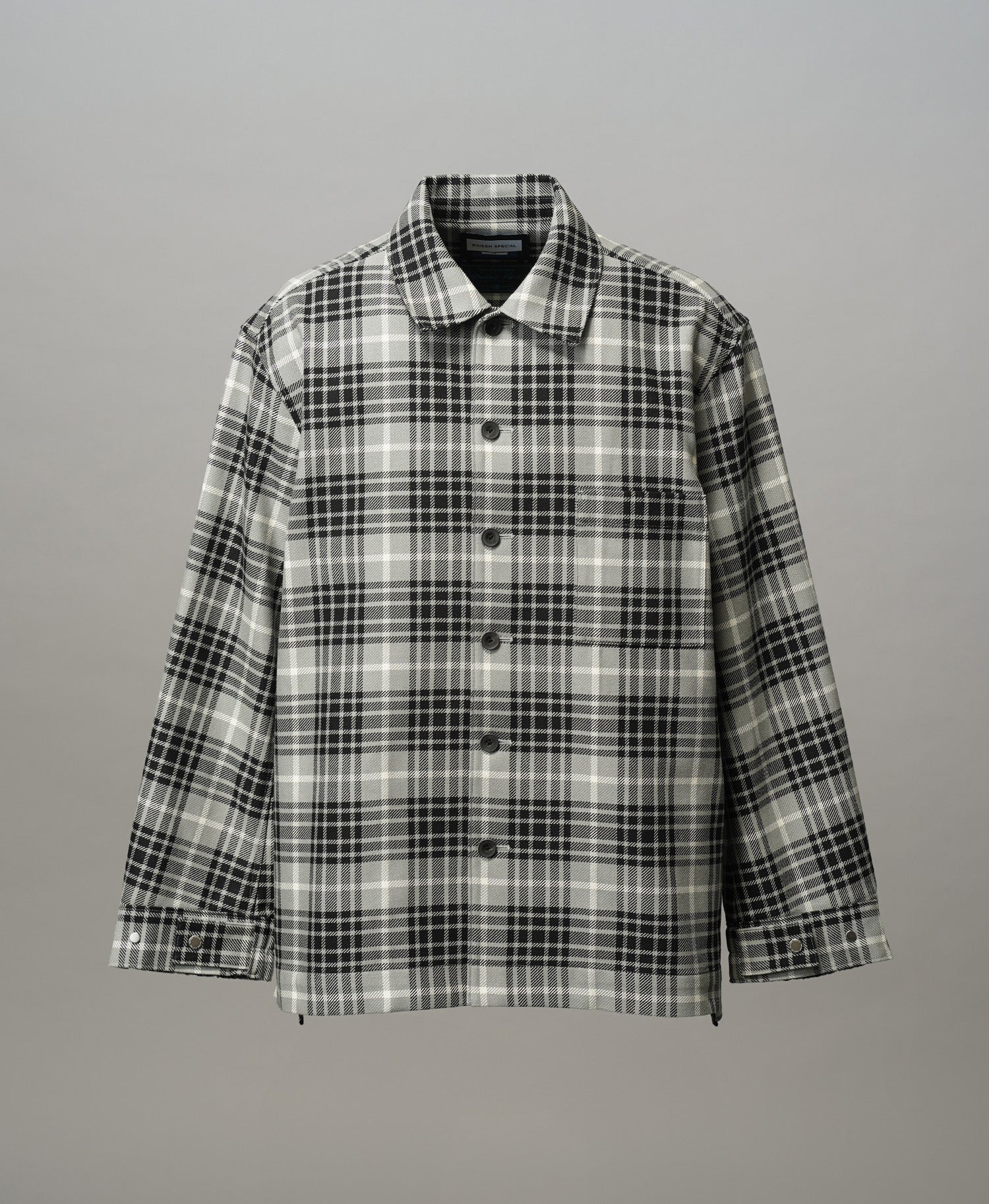 【Italian Dead Stock Fabric】Prime-Over Regular Collar Heavy-Weight Flannel Shirt Blouson