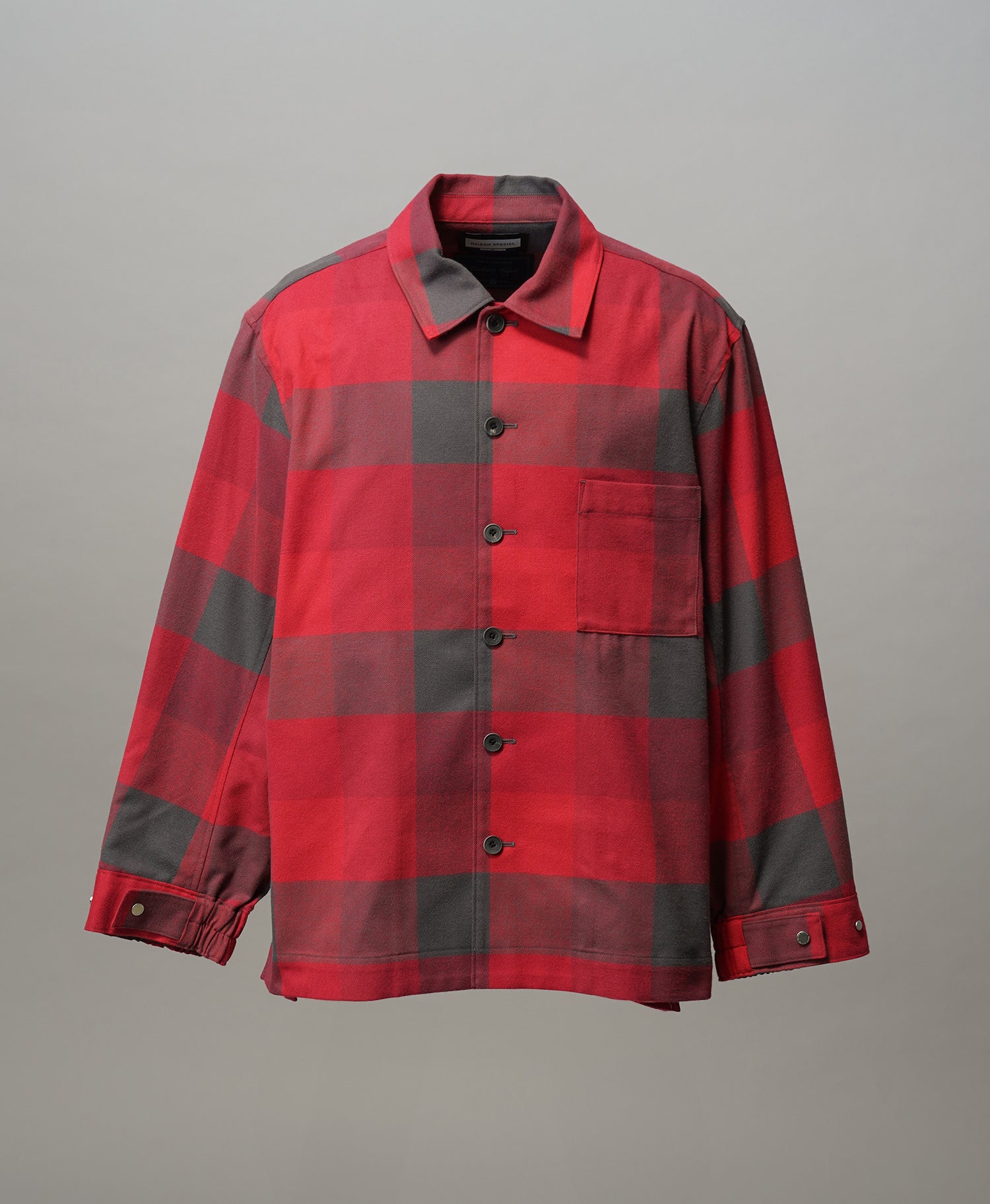 【Italian Dead Stock Fabric】Prime-Over Regular Collar Heavy-Weight Flannel Shirt Blouson