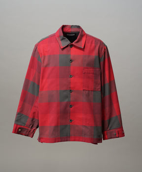 【Italian Dead Stock Fabric】Prime-Over Regular Collar Heavy-Weight Flannel Shirt Blouson