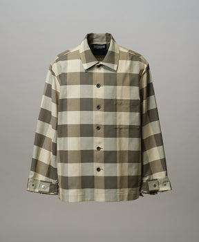 【Italian Dead Stock Fabric】Prime-Over Regular Collar Heavy-Weight Flannel Shirt Blouson