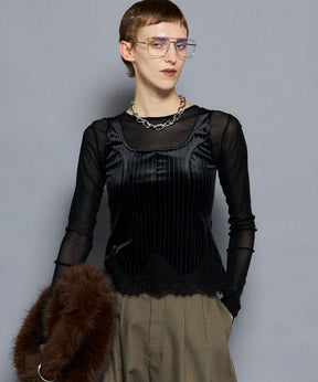 【25AUTUMN PRE-ORDER】Hem Lace Velvet Tank Top