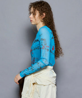【25AUTUMN PRE-ORDER】Hand Writing Mesh Tops