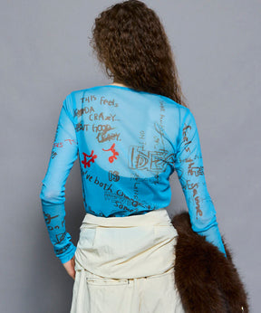 【25AUTUMN PRE-ORDER】Hand Writing Mesh Tops