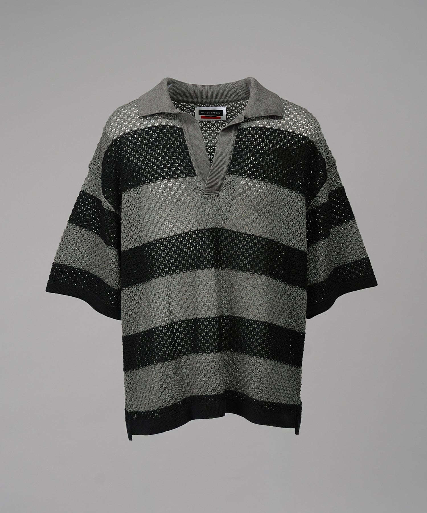 や*ー様 【最終値下】BORDER MESH KNIT SKIPPER POLO YOKE / ヨーク | BORDER MESH KNIT SKIPPER POLO SHIRT - Navy×Beige
