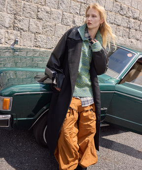 [25AW 사전 주문] 양 가죽 멜튼 콤비네이션 체스터 코트