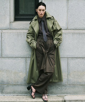 Drape Scarf Long Trench Coat
