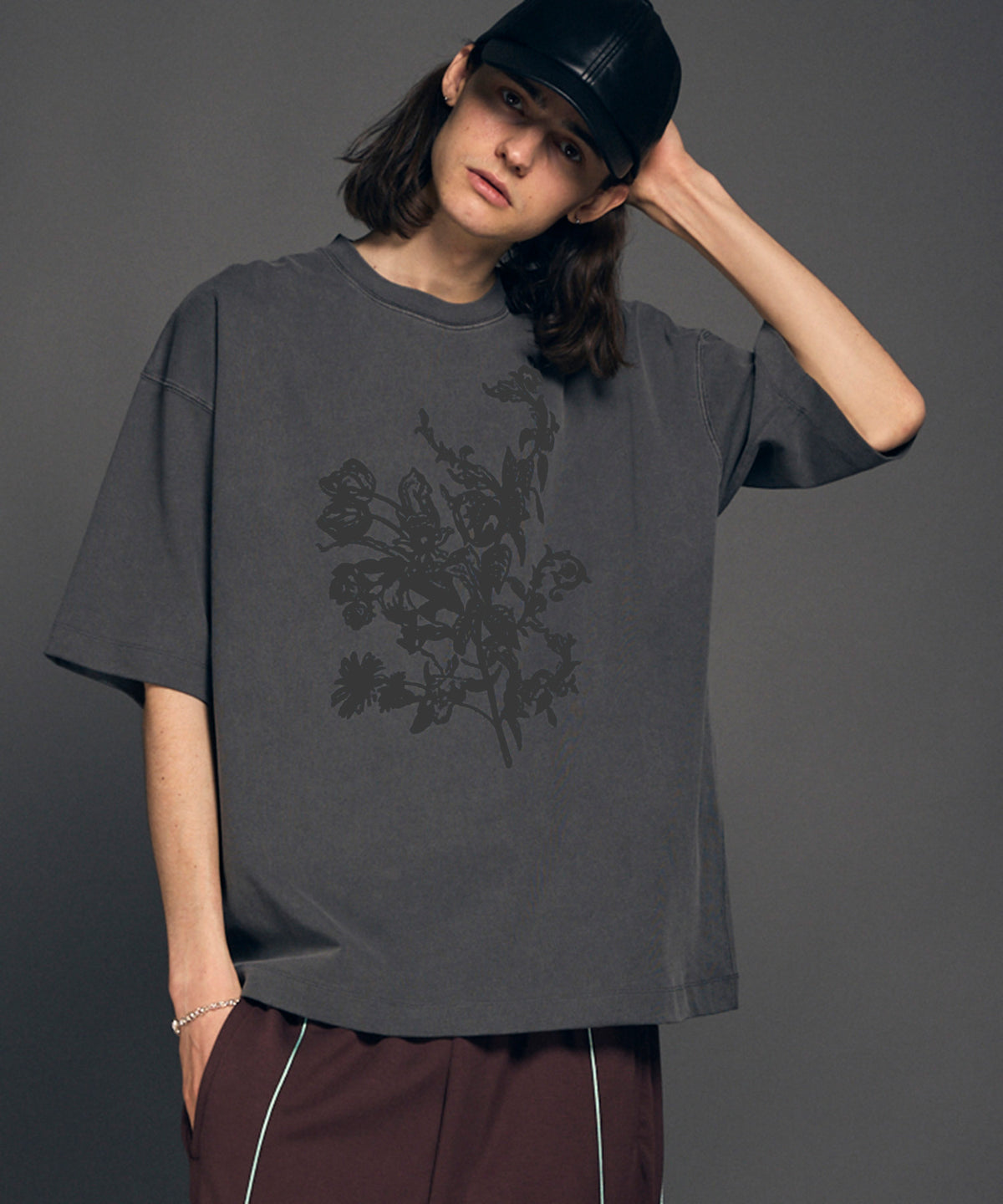 【24SS PRE-ORDER】Flower Frocky Print Print Prime-Over Pigment Crew Neck T-Shirt