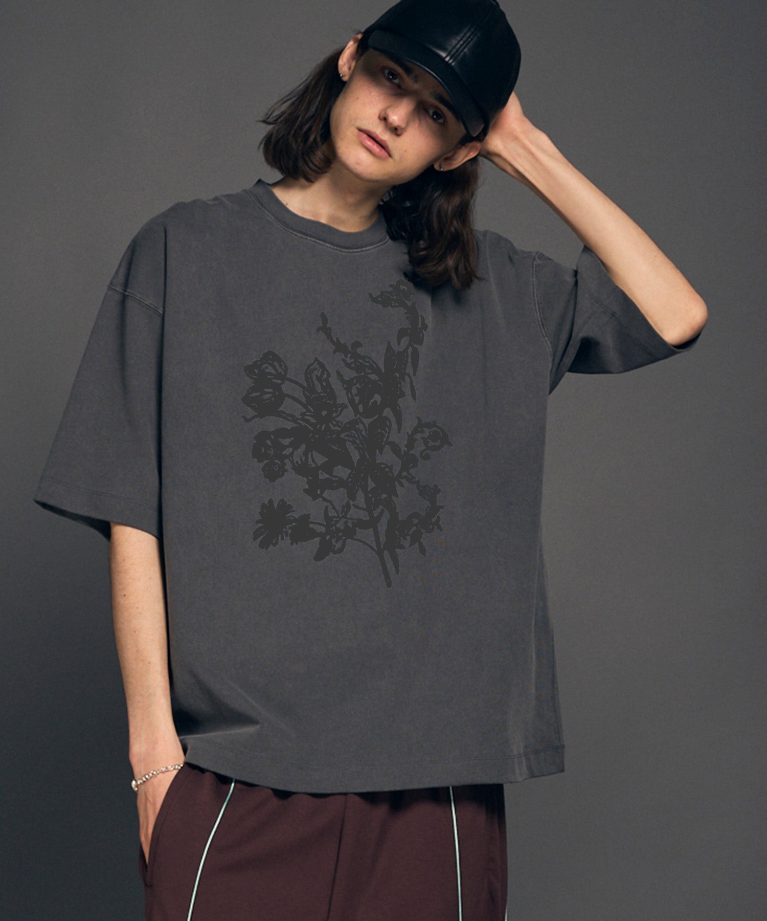 Flower Frocky Print Prime-Over Pigment Crew Neck T-Shirt