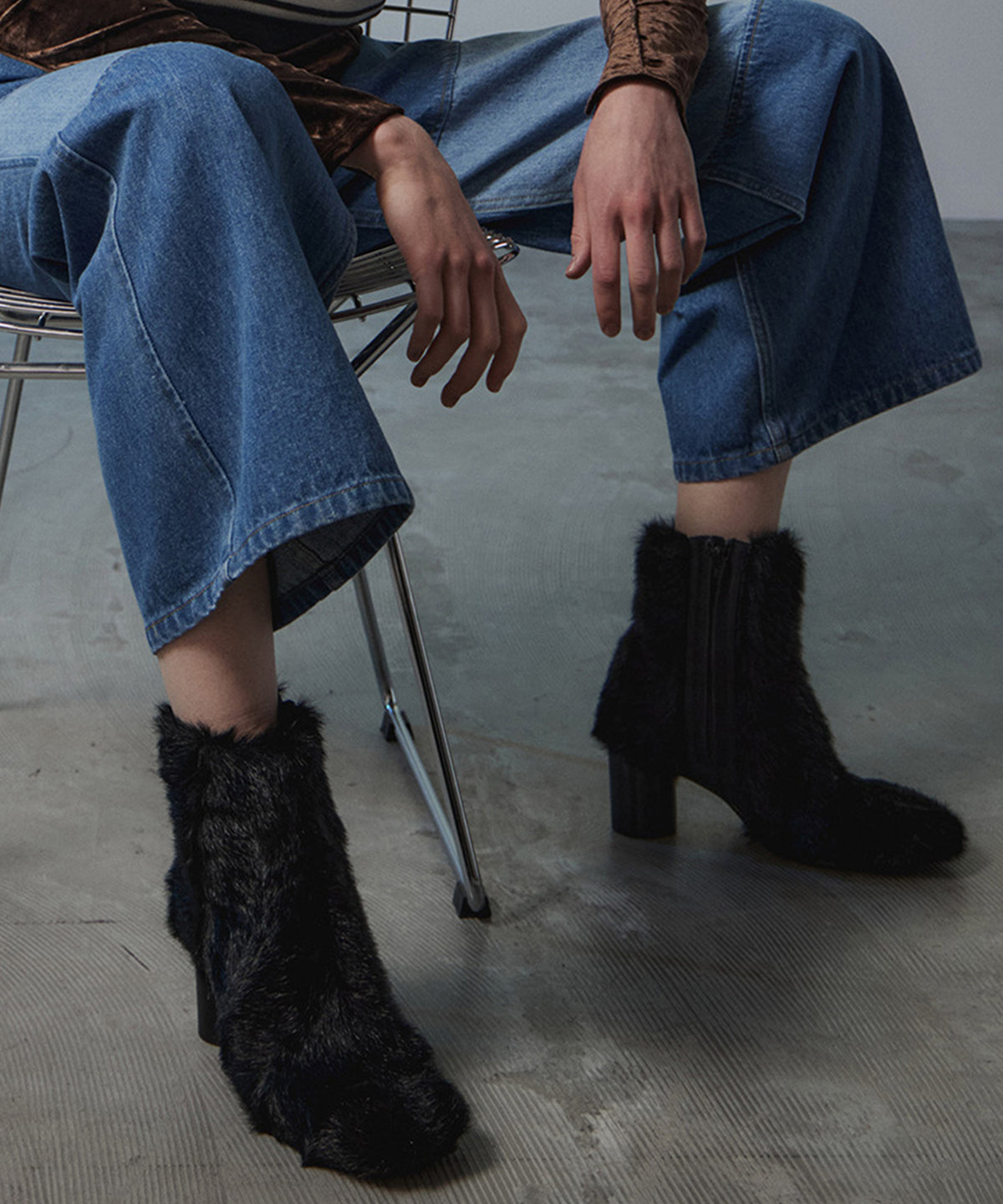 Fur-Like Square Short Boots