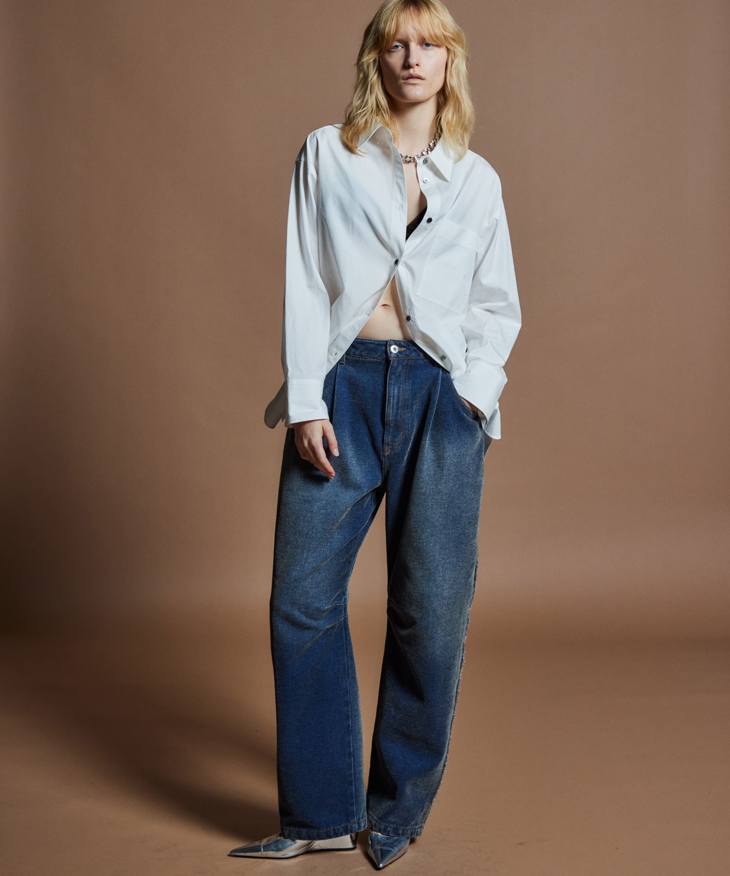 【26WINTER COLLECTION】Chenille Wide Baggy Denim