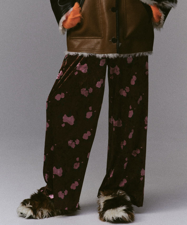 Multi Fabric Velour Easy Pants