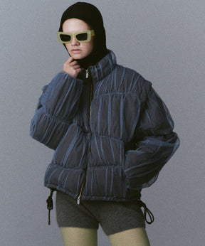 [25winter preoder] Wave Shirring Tulle Puffer Jacket