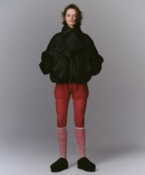 [25WINTER PRE-ORDER] Leather Puffer Jacket With Muffler