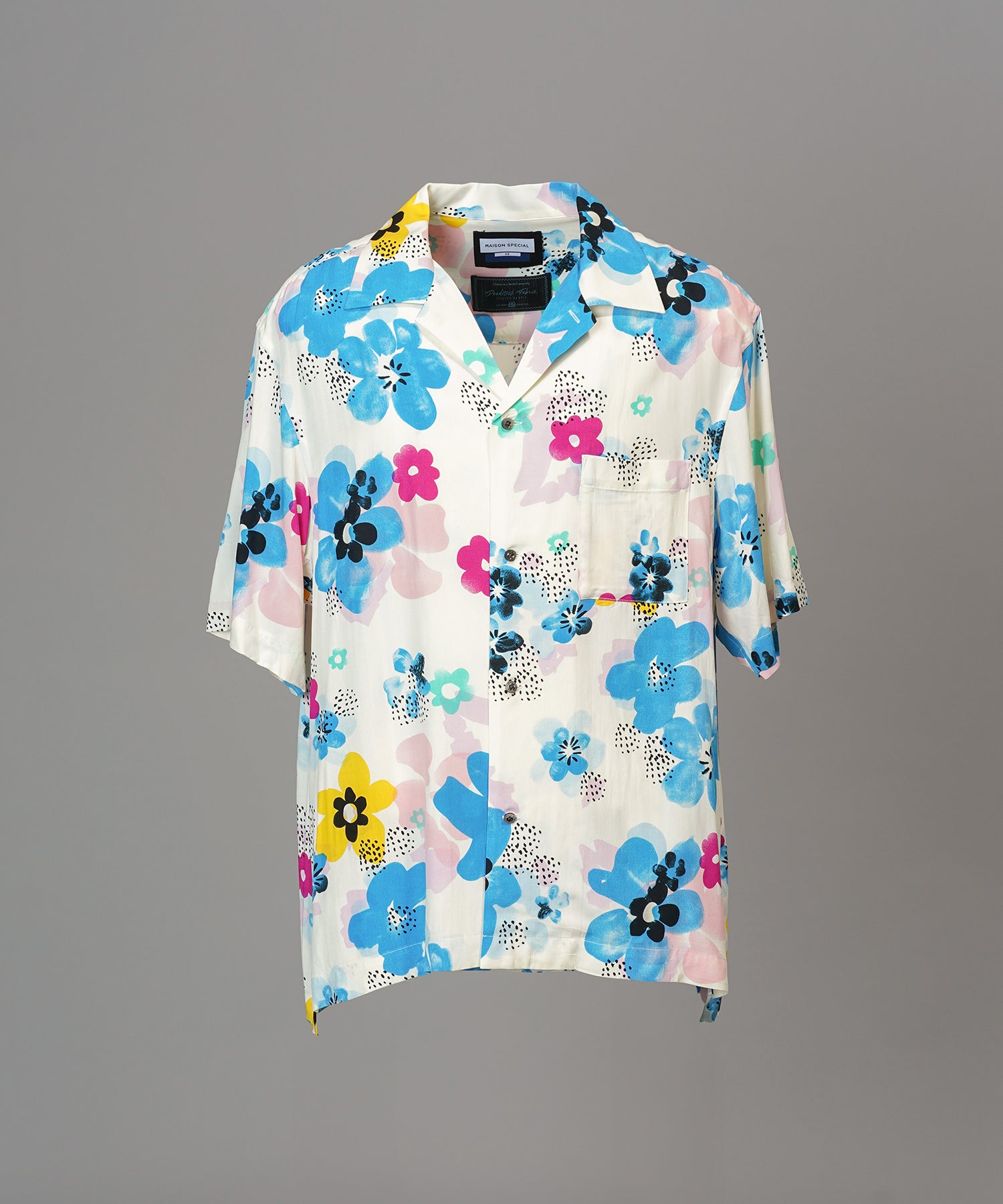 Italian Dead Stock Fabric Prime-Over Open Collar Various Patterns Short Sleeve Shirt