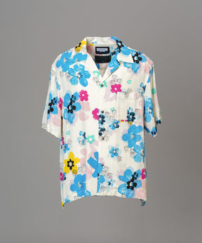 Italian Dead Stock Fabric Prime-Over Open Collar Various Patterns Short Sleeve Shirt