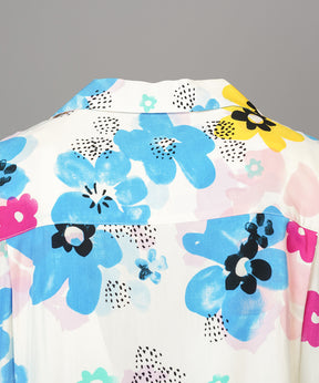 Italian Dead Stock Fabric Prime-Over Open Collar Various Patterns Short Sleeve Shirt