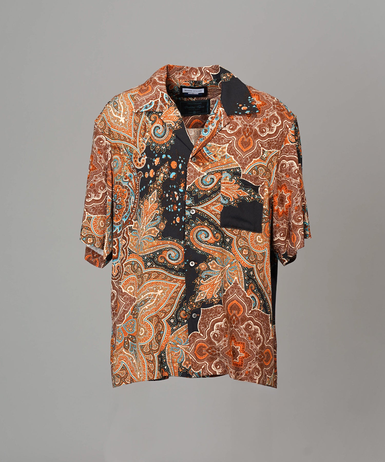 Italian Dead Stock Fabric Prime-Over Open Collar Various Patterns Short Sleeve Shirt