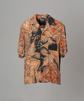 Italian Dead Stock Fabric Prime-Over Open Collar Various Patterns Short Sleeve Shirt