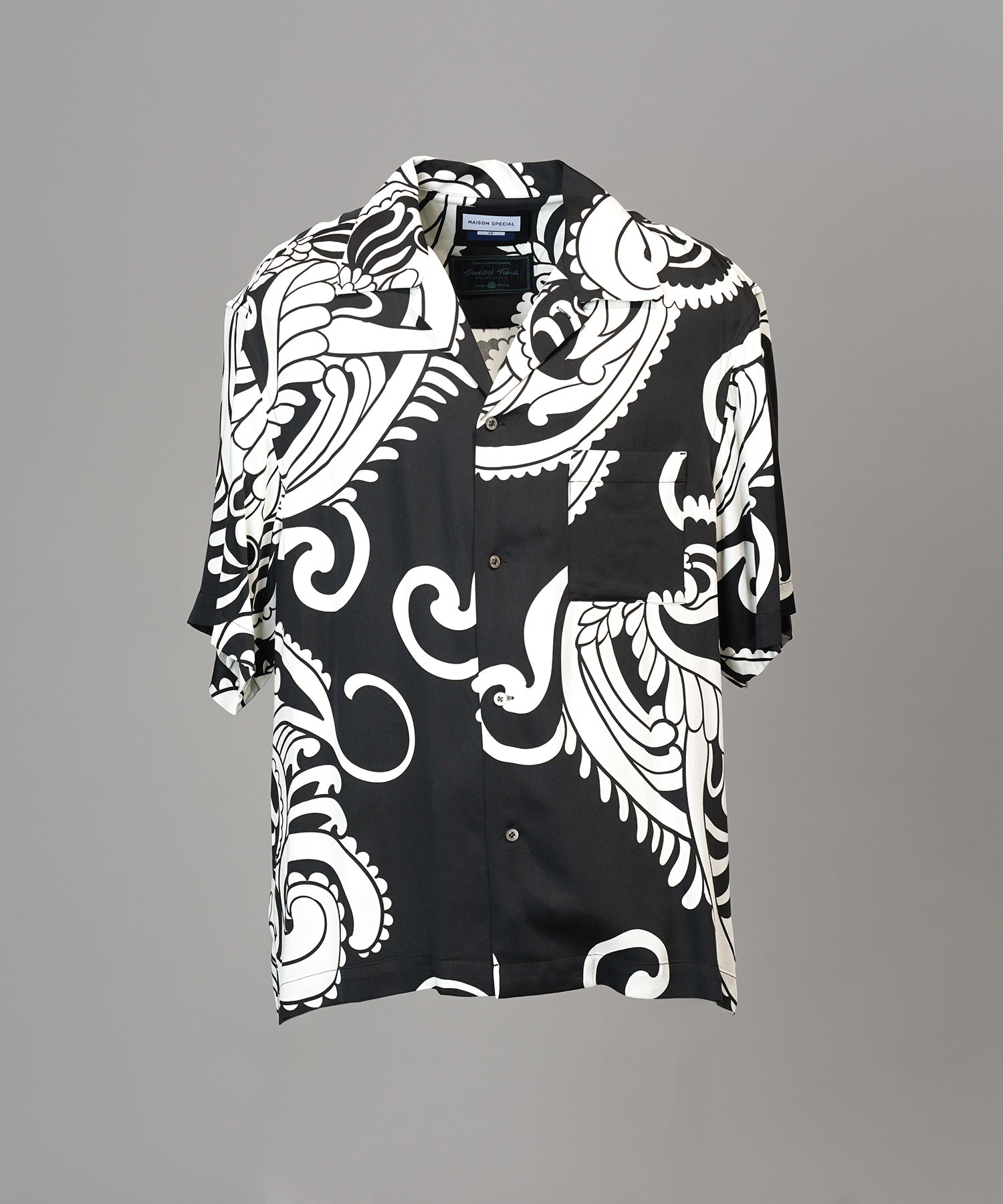 Italian Dead Stock Fabric Prime-Over Open Collar Various Patterns Short Sleeve Shirt