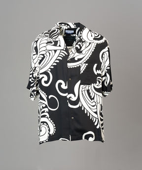 Italian Dead Stock Fabric Prime-Over Open Collar Various Patterns Short Sleeve Shirt