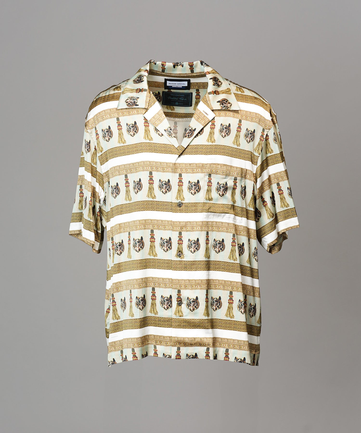 Italian Dead Stock Fabric Prime-Over Open Collar Various Patterns Short Sleeve Shirt