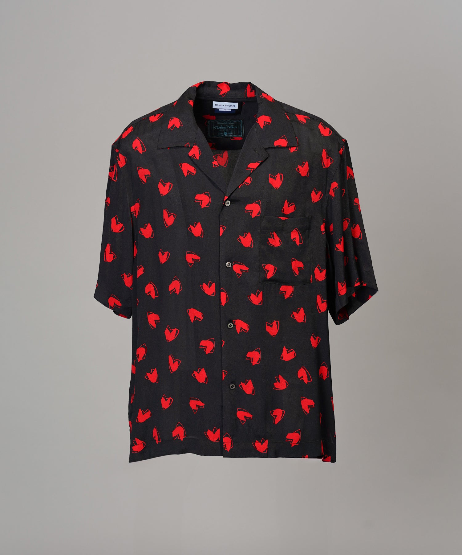Italian Dead Stock Fabric Prime-Over Open Collar Various Patterns Short Sleeve Shirt