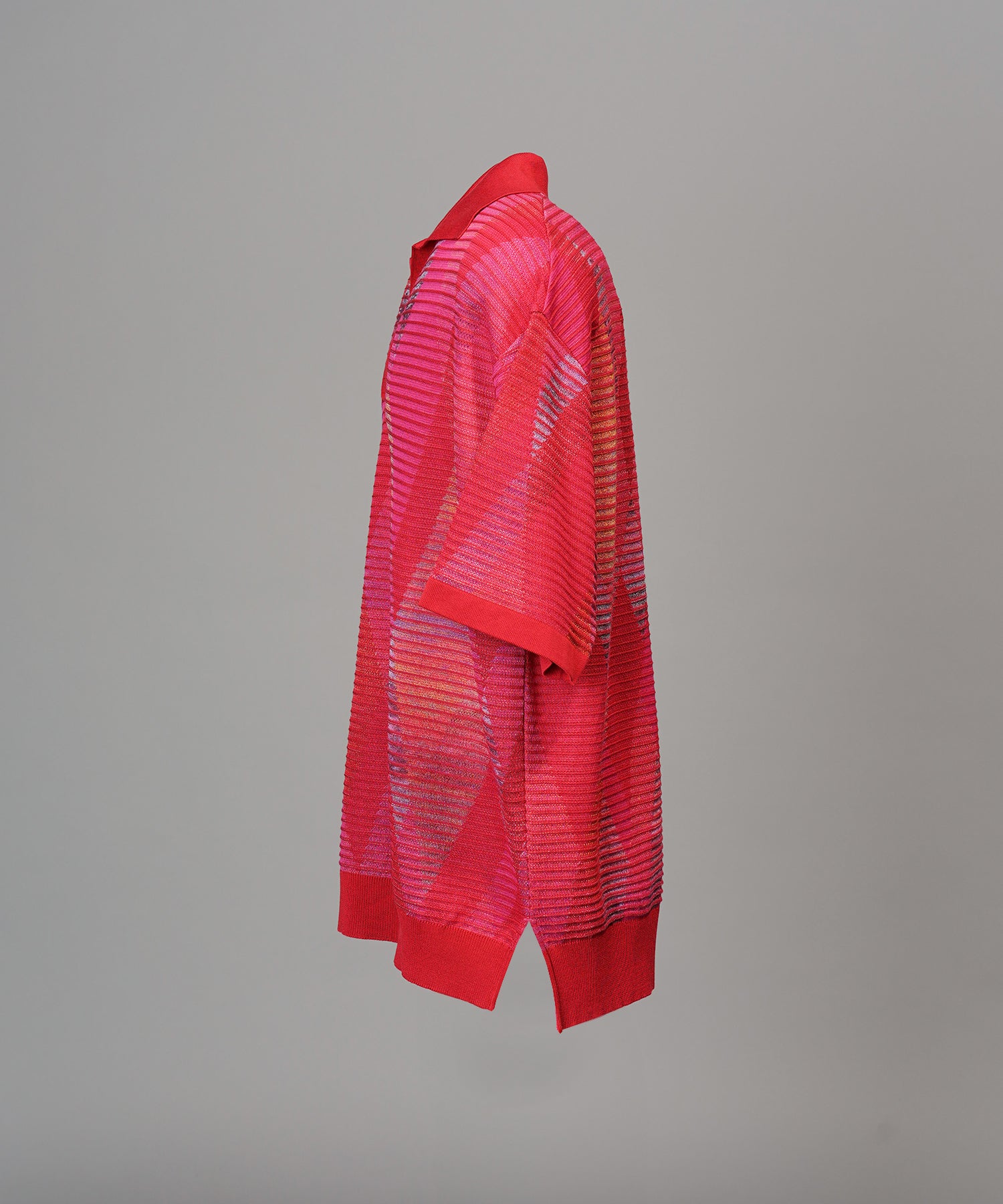 Dry-touch Border Argyle Pattern Prime-Over Skipper Knit T-shirt