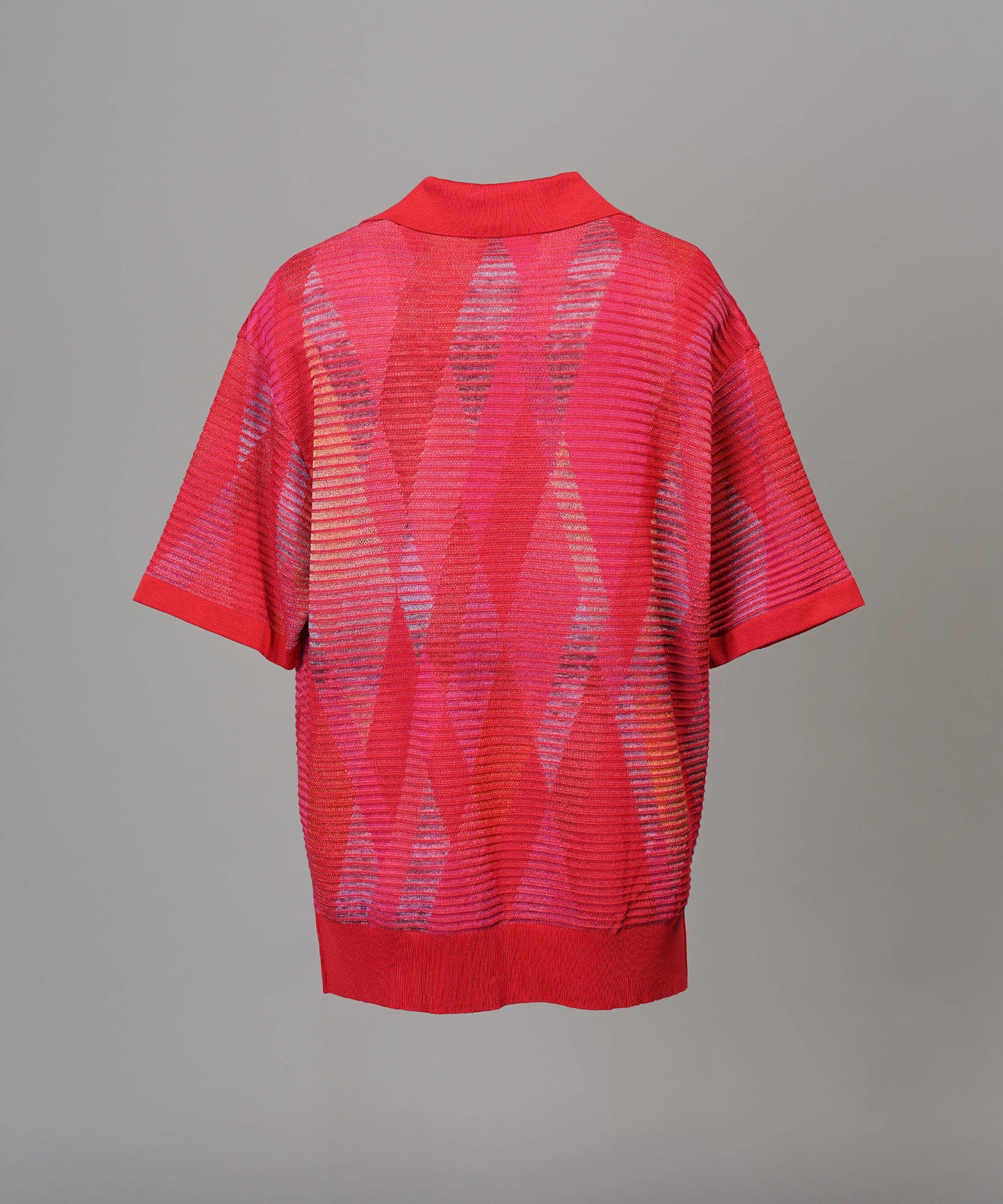 Dry-touch Border Argyle Pattern Prime-Over Skipper Knit T-shirt