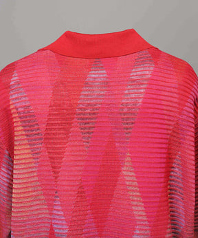 Dry-touch Border Argyle Pattern Prime-Over Skipper Knit T-shirt