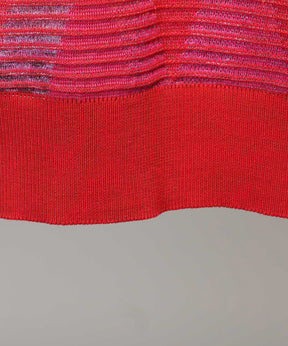 Dry-touch Border Argyle Pattern Prime-Over Skipper Knit T-shirt