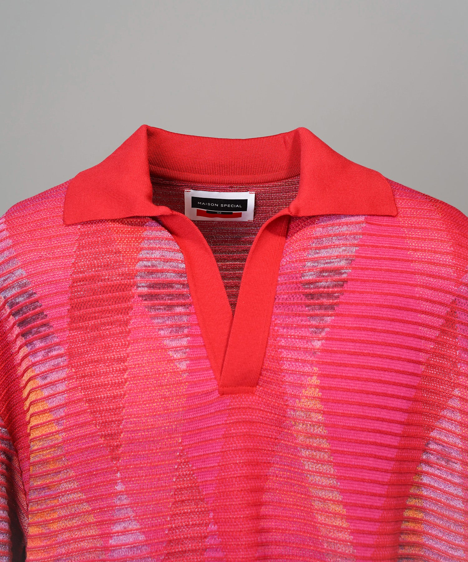 Dry-touch Border Argyle Pattern Prime-Over Skipper Knit T-shirt