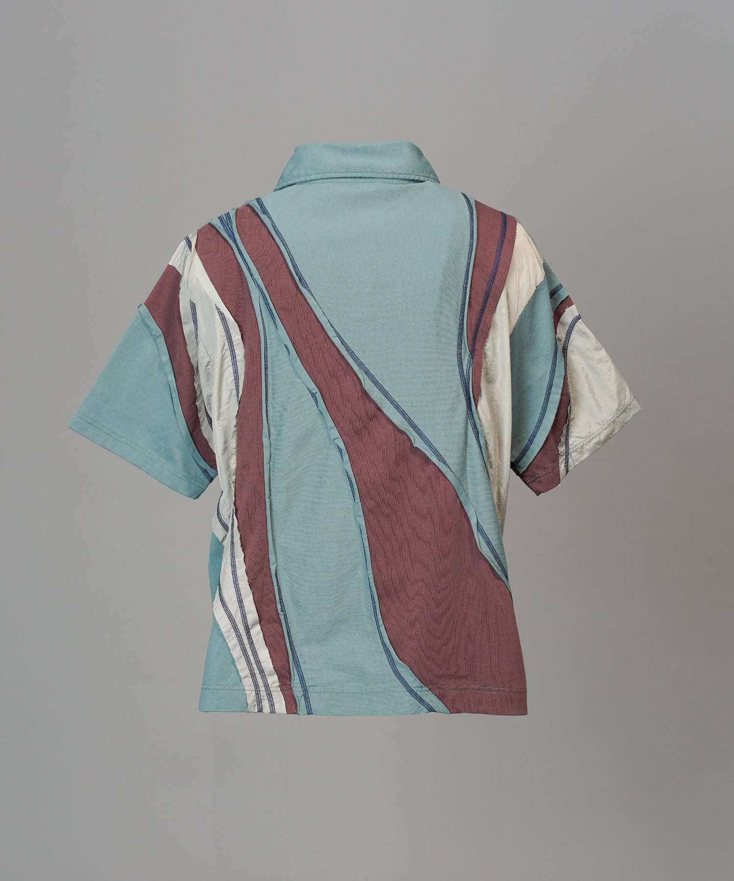 【26SS PRE-ORDER】Different Material Curve Switching Prime-Over Short-sleeved Polo Shirt