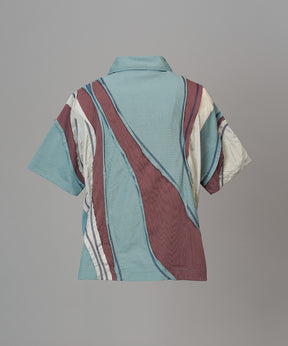 【26SS PRE-ORDER】Different Material Curve Switching Prime-Over Short-sleeved Polo Shirt