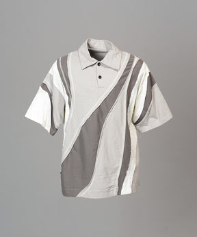 【26SS PRE-ORDER】Different Material Curve Switching Prime-Over Short-sleeved Polo Shirt