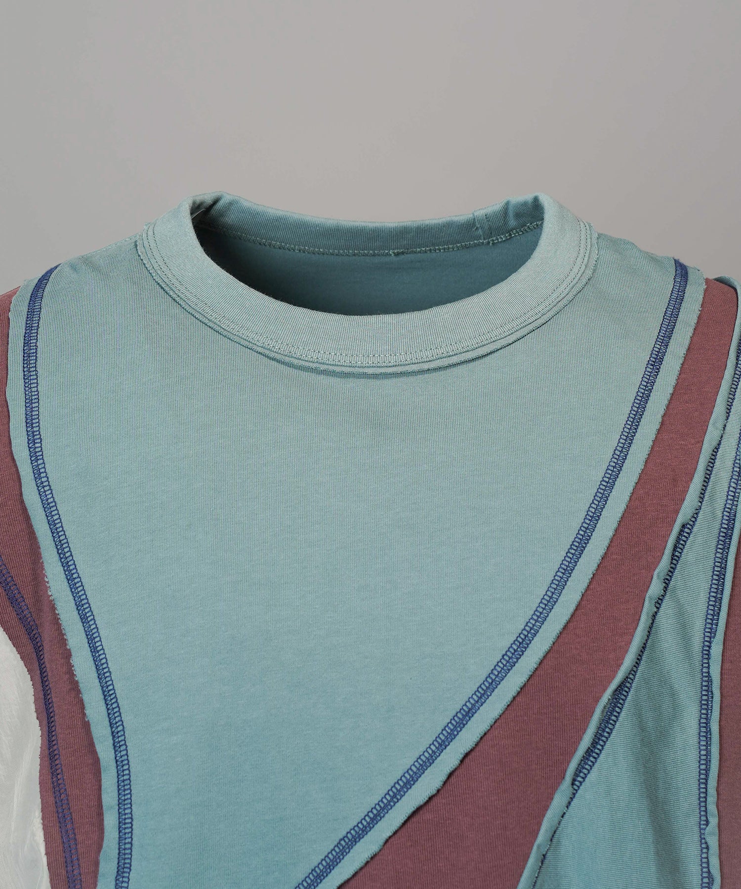 【26SS PRE-ORDER】Different Material Curve Switching Prime-Over Short-sleeved T-Shirt
