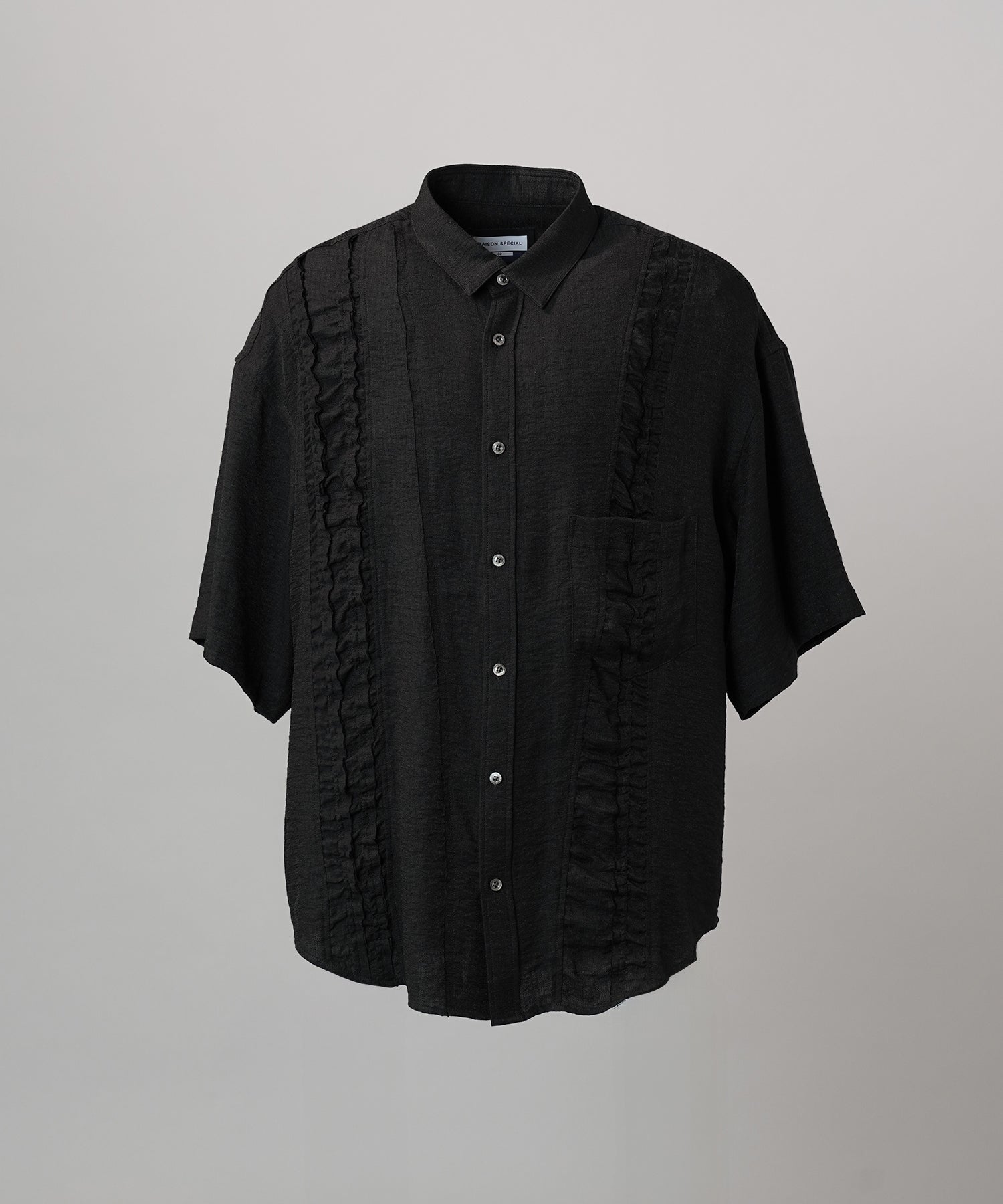 Gathered Ruffle Switching Prime-Over Short Sleeve Shirt