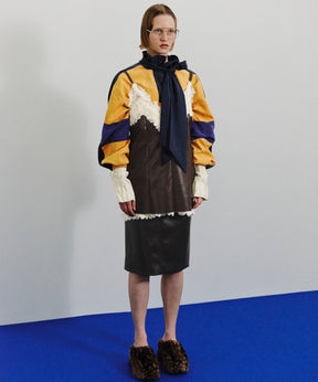 【26AUTUMN PRE-ORDER】Layered Multi-Fabric Midi Skirt