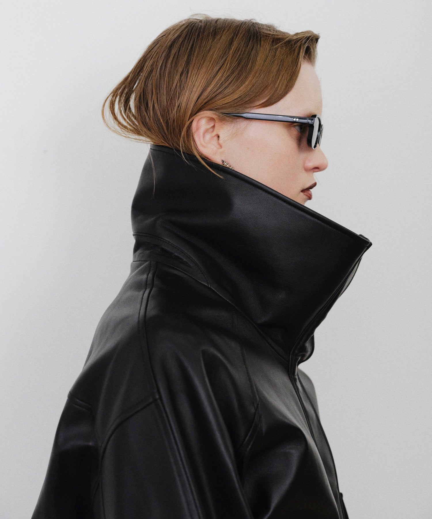 26AUTUMN PRE-ORDER】Oversized Stand Collar Leather Blouson