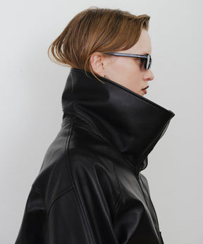 【26AUTUMN PRE-ORDER】Oversized Stand Collar Leather Blouson