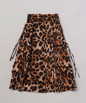 【SALE】Leopard Cargo Flare Skirt