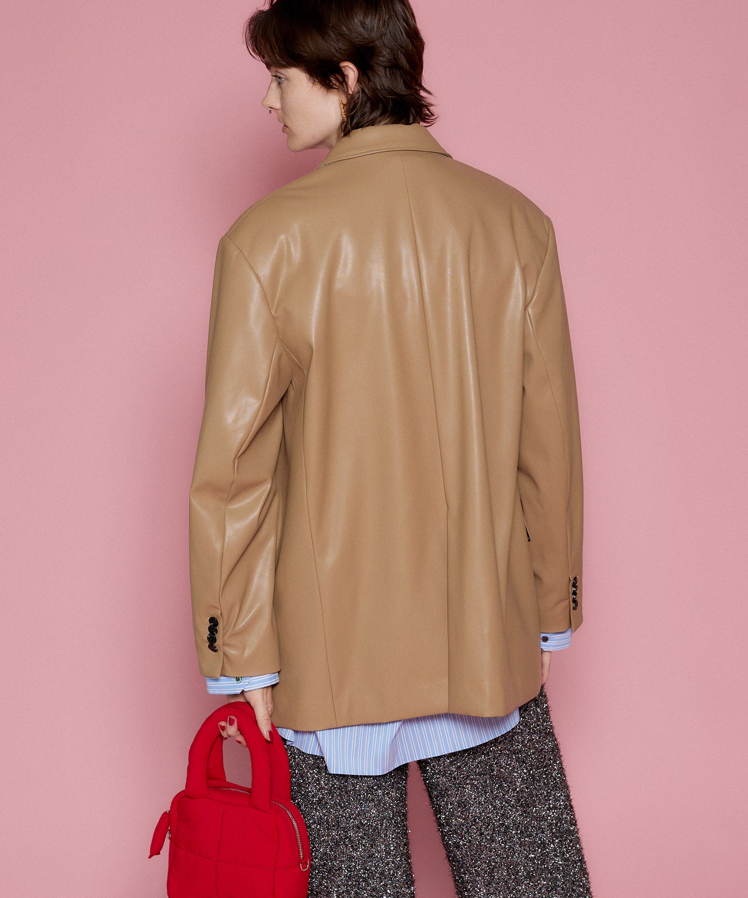 【SALE】Vegan Leather Single Jacket