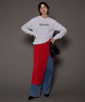 【SALE】Flocky Lace Wrap Layered Skirt