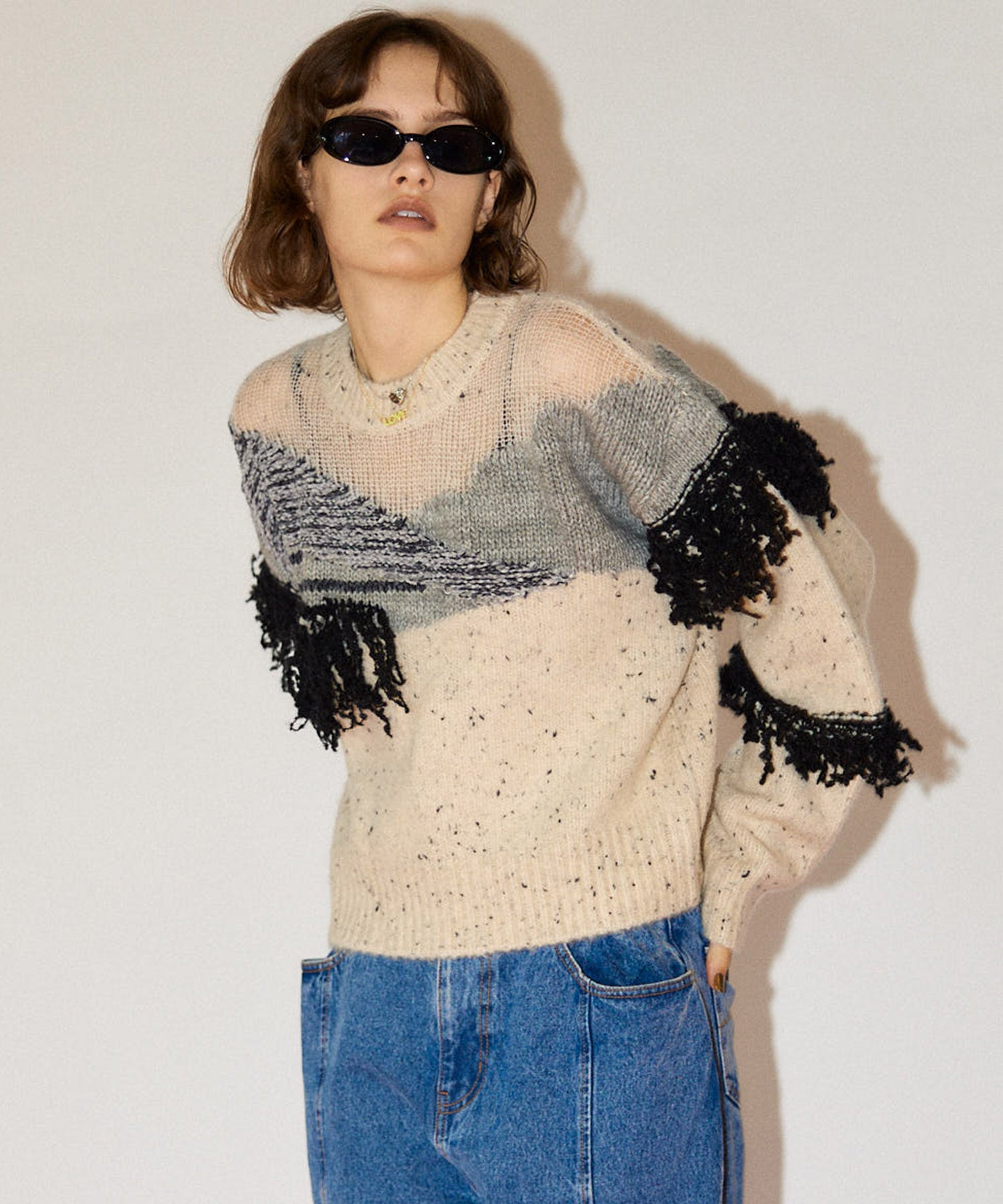 Mix Yarn Fringe Knit