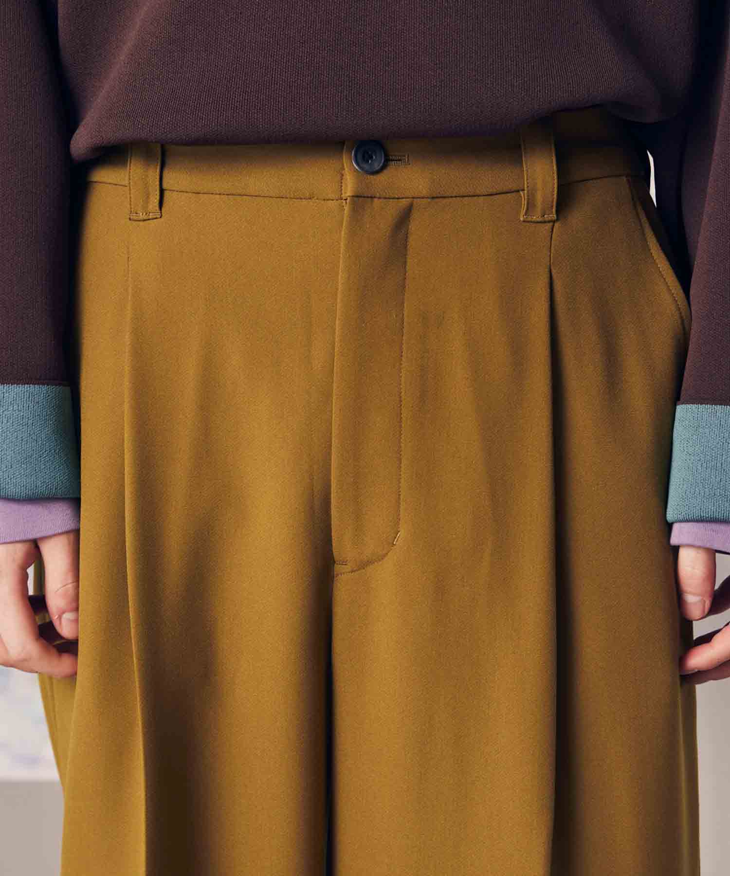 [SALE] DOUBLE-CLOTH ONE-TUCK WIDE PANTS
