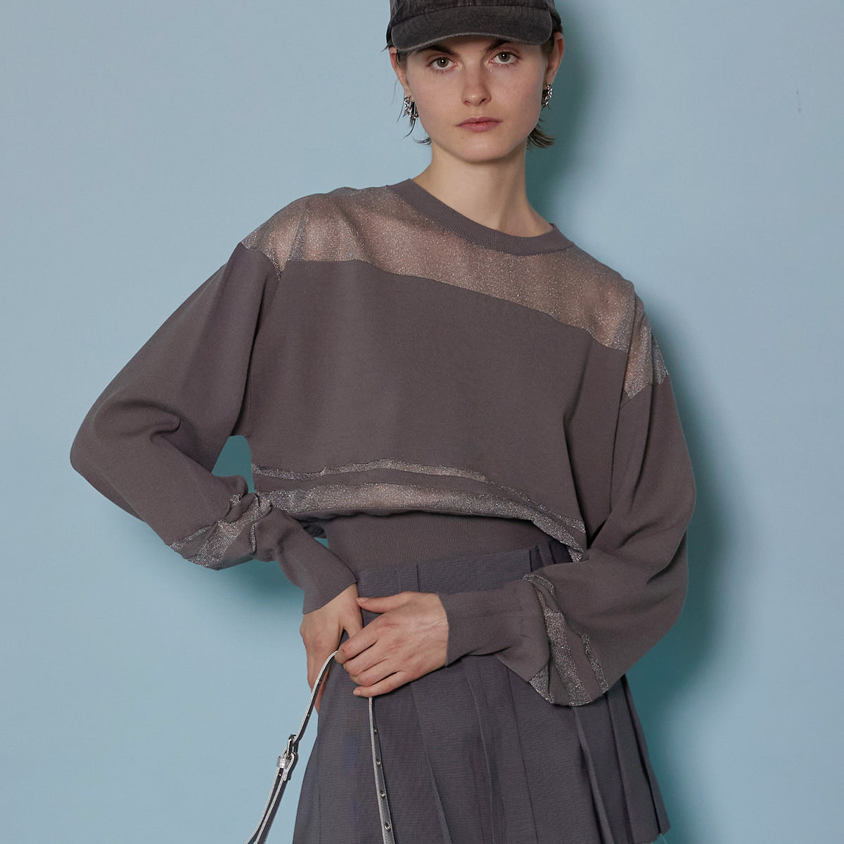 SALE】2way Sheer Border Knit 