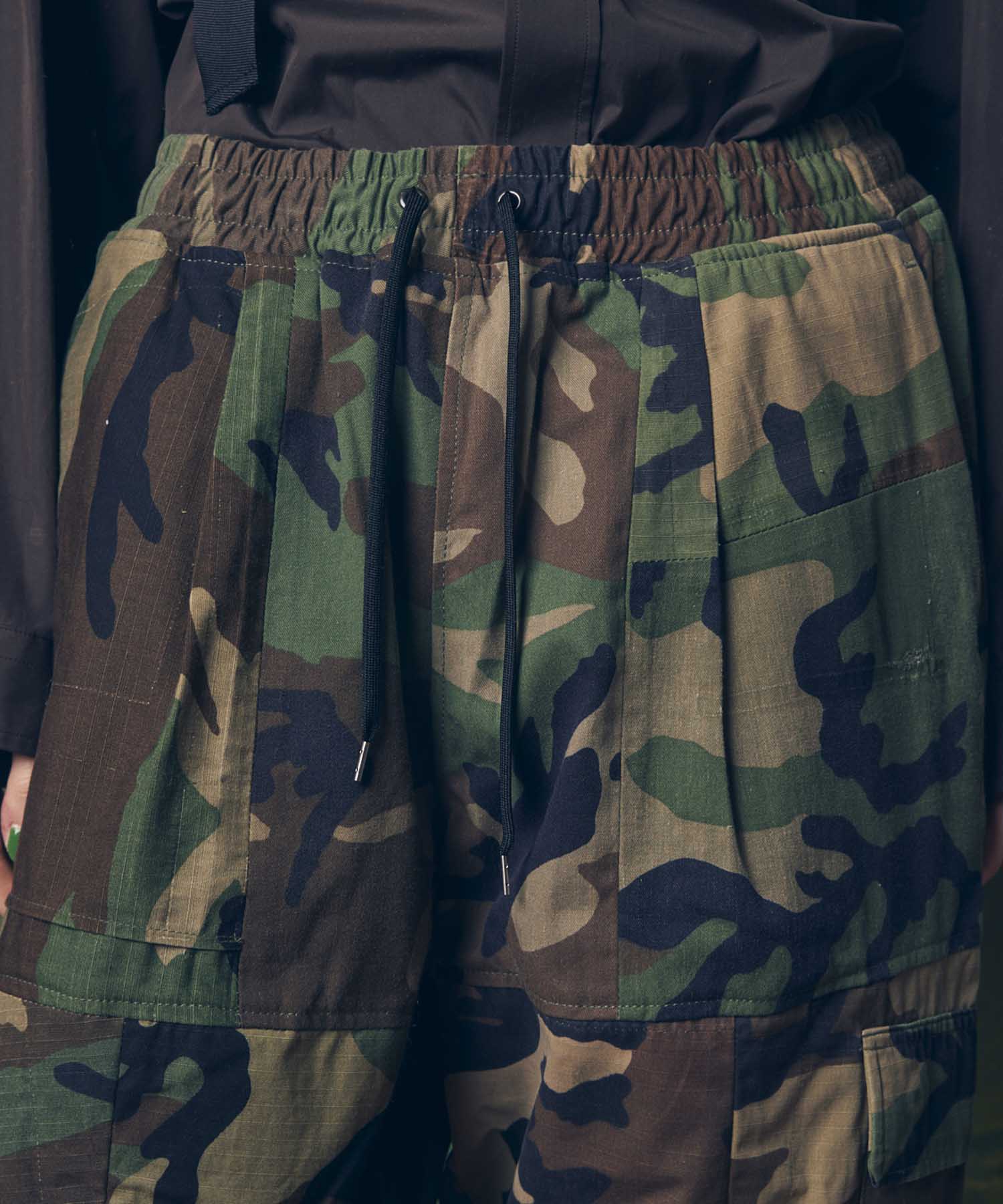 Patchwork Vintage Clothes Camouflage Wide Tapered Cargo Pants